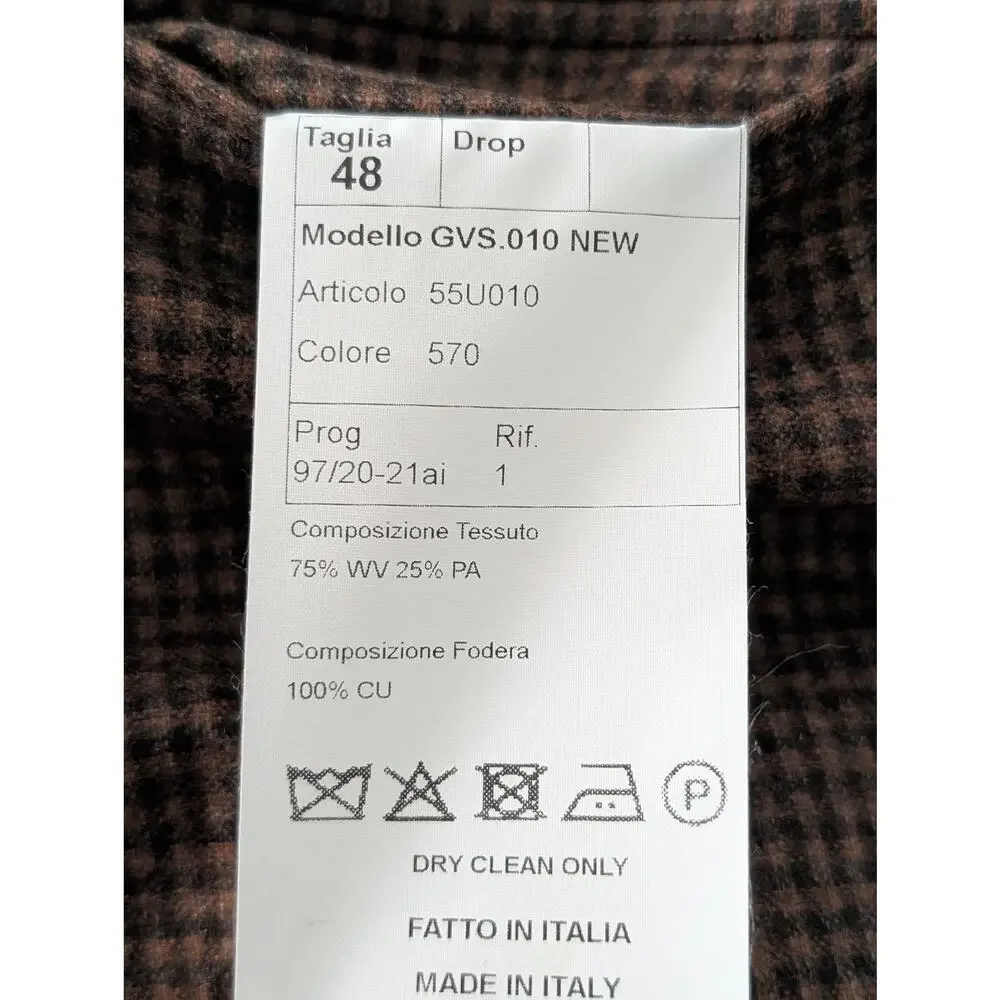 NWT 0909 Luxury Designer Brown Checked Sport Coat IT 48 US 38 Italian Blazer
